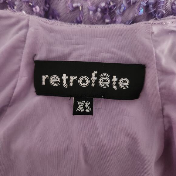 Retrofete Mich Sequin Dress Purple Size XS Sleeveless Cowl Neck - Picture 9 of 12